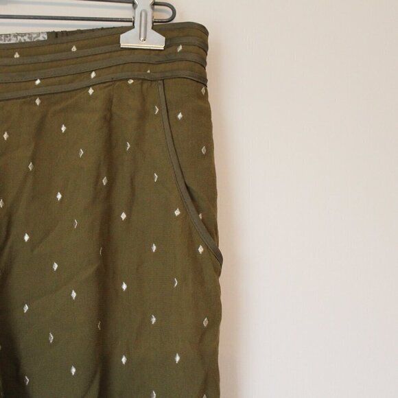 Anthropologie Olive Cropped Pants with Dots - Picture 7 of 8
